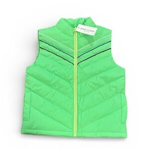 NWT-  Janie and Jack Green Puffer Jacket with Striped Detail (SIZE 7-8)
